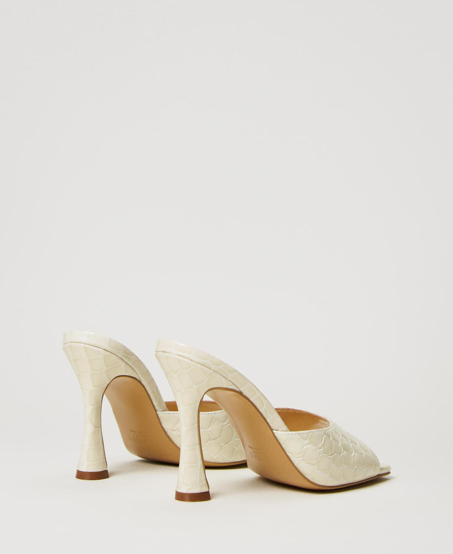 Croc leather mules