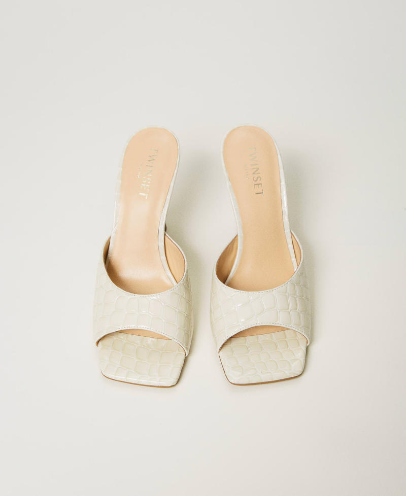 Croc leather mules