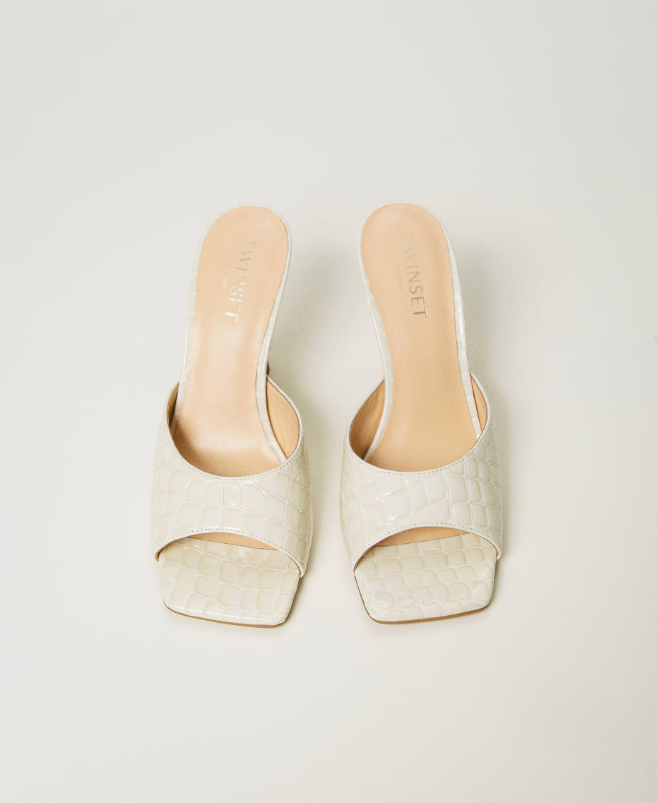Croc leather mules