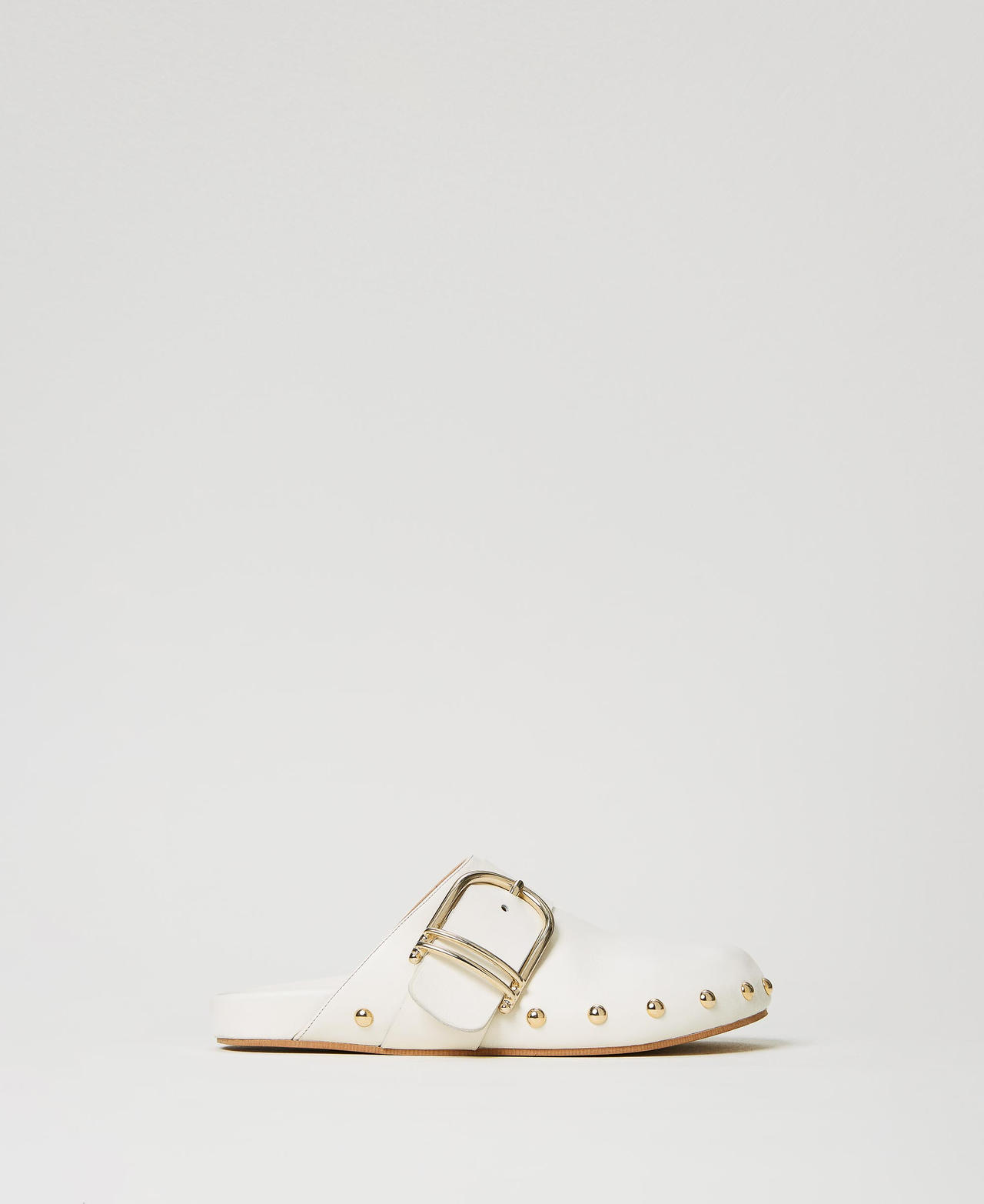 White mules with buckle sales