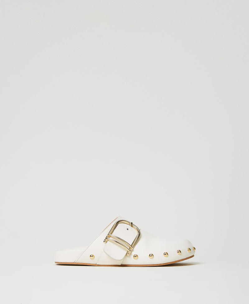 Sandales mules en cuir avec boucle