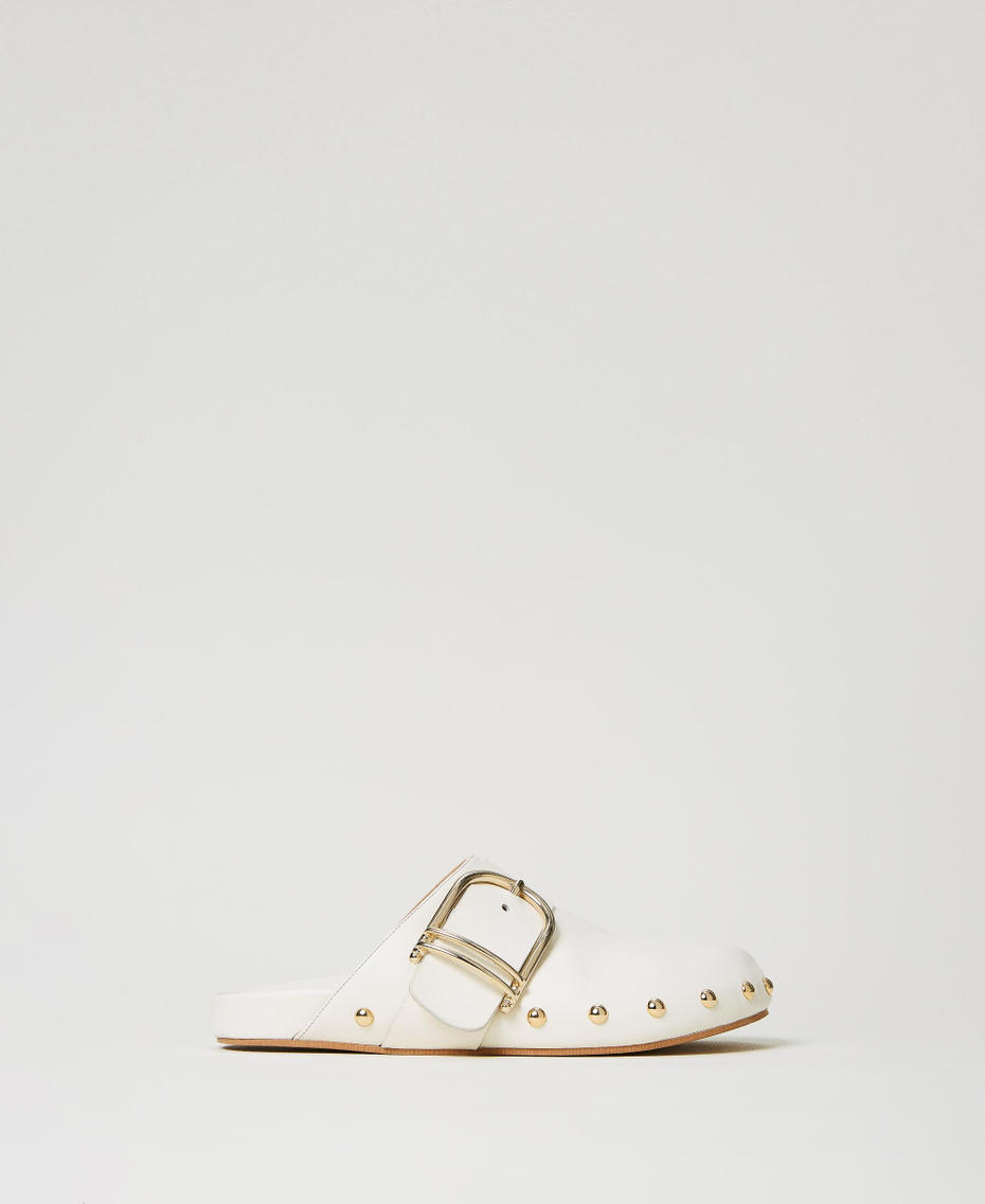 Sandales mules en cuir avec boucle