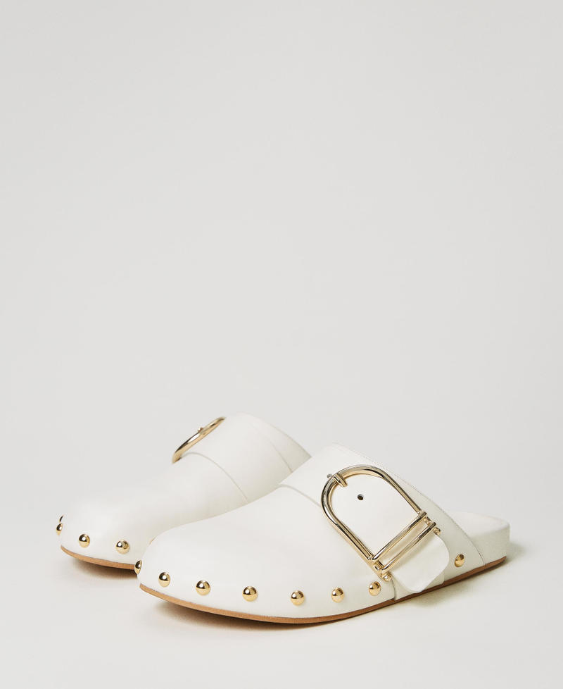 Sandales mules en cuir avec boucle