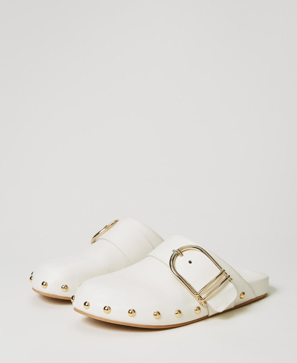 Leather mules with buckle Woman White TWINSET Milano