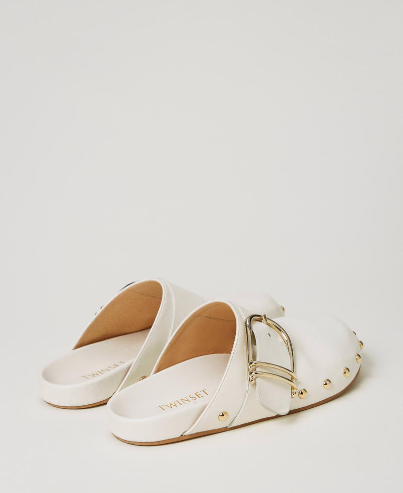 Leather mules with buckle Ivory Woman 231TCP180-03