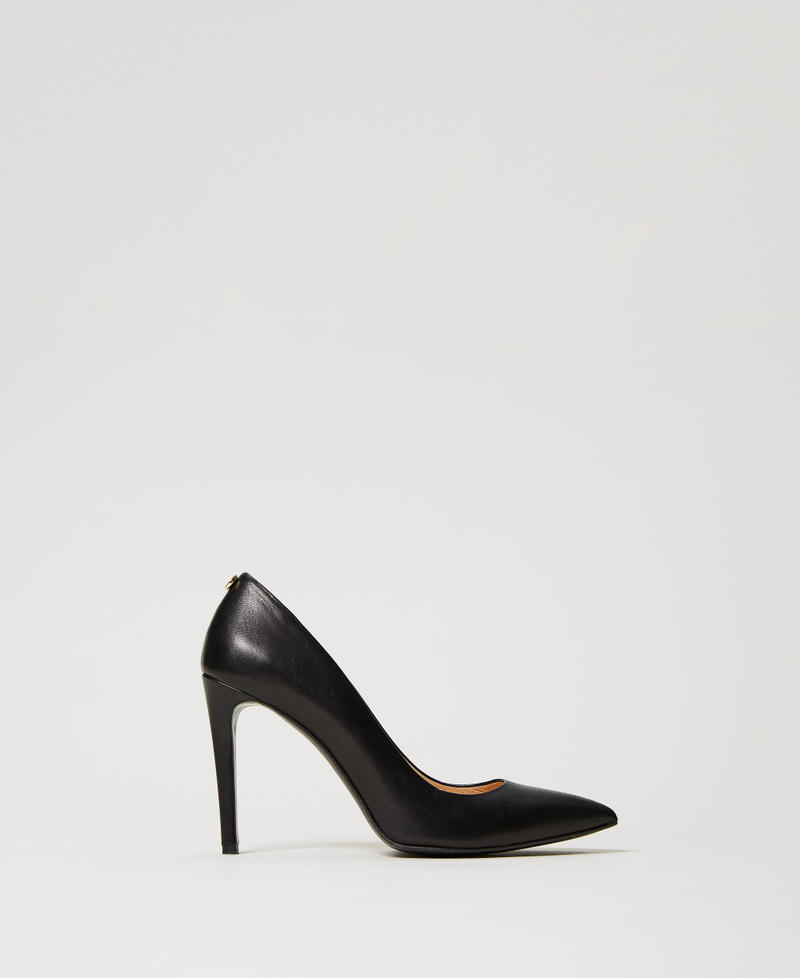 Leather court shoes Black Woman 231TCP230-01