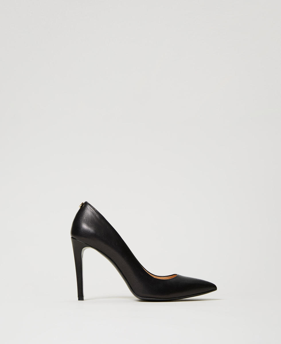 Black leather court shoes sale deals