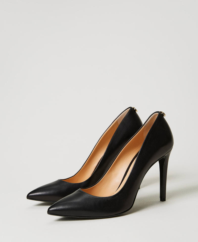 Leather court shoes Black Woman 231TCP230-02