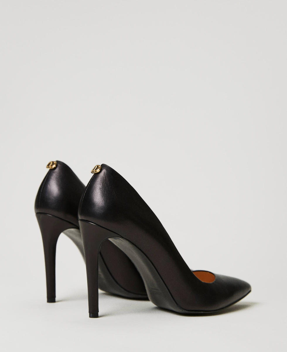 Black leather court shoes sale on sale