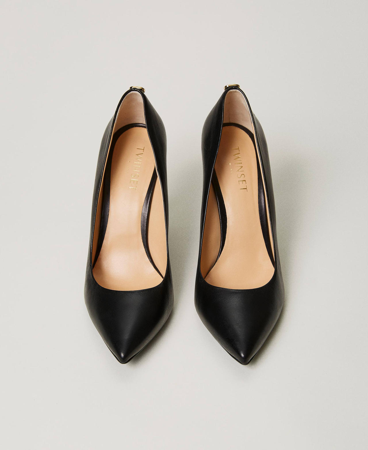 Leather court shoes Woman Black TWINSET Milano