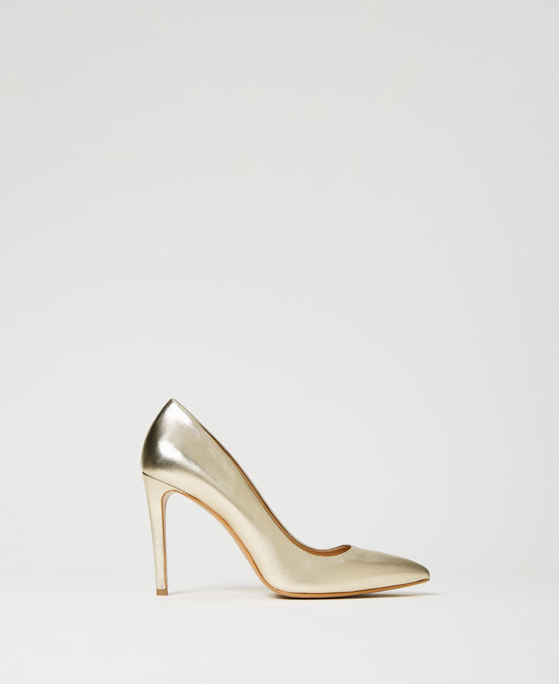 Escarpins en cuir lamé