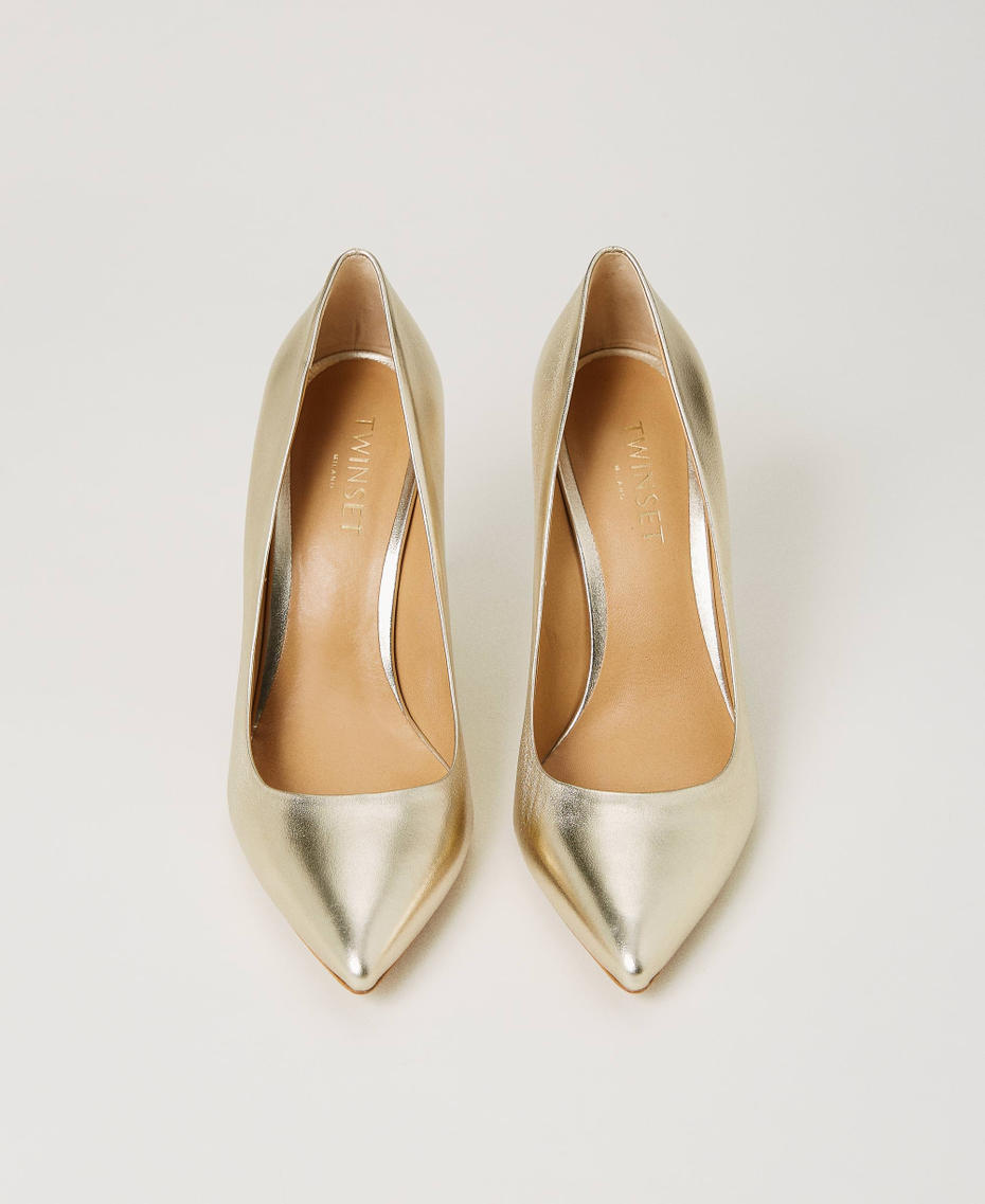 Laminated leather court shoes Laminated Gold Woman 231TCP232-04