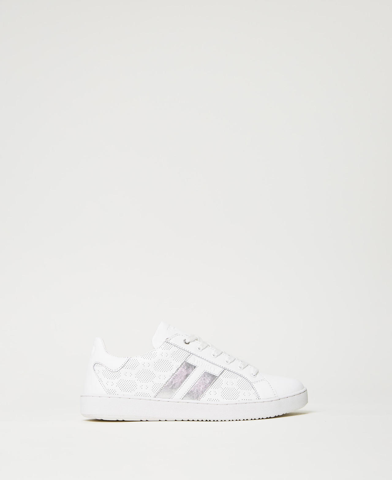 0090~Lace Up ICON Leather Sneakers with Printed Logo