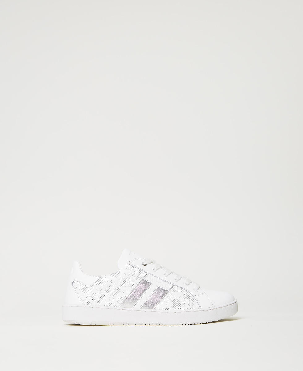 Baskets en cuir avec logo en relief