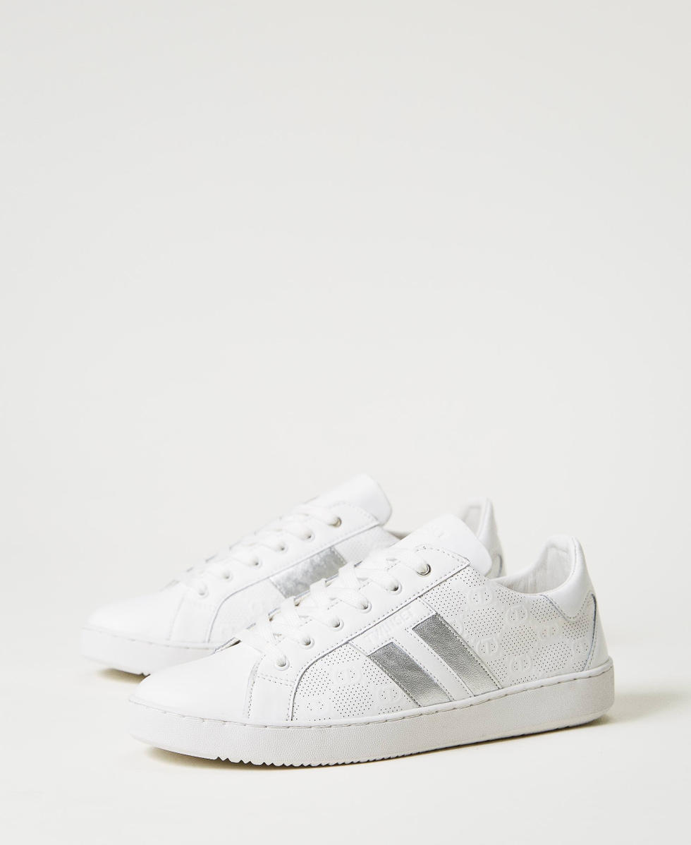 Baskets en cuir avec logo en relief