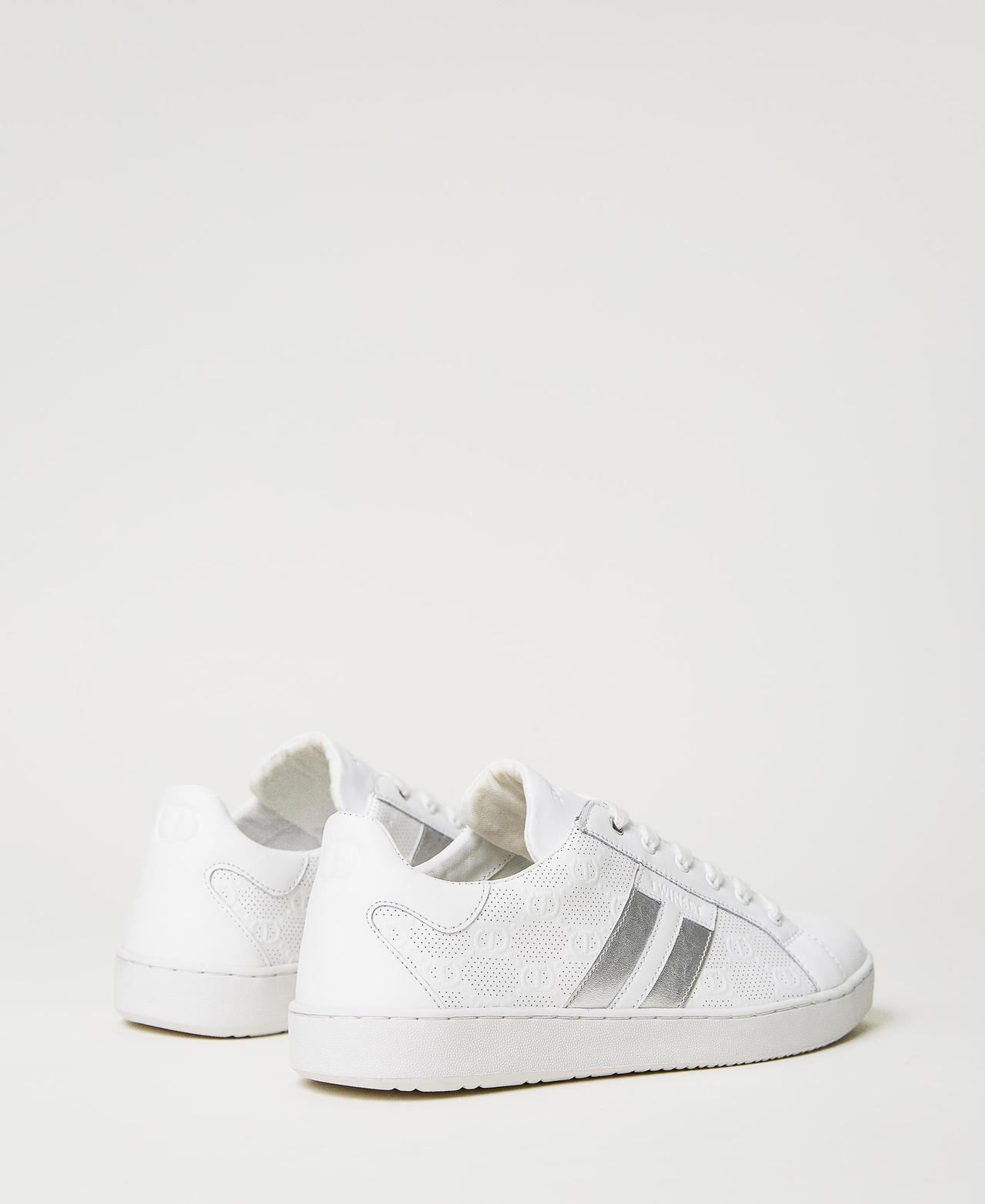 Leather trainers with embossed logo