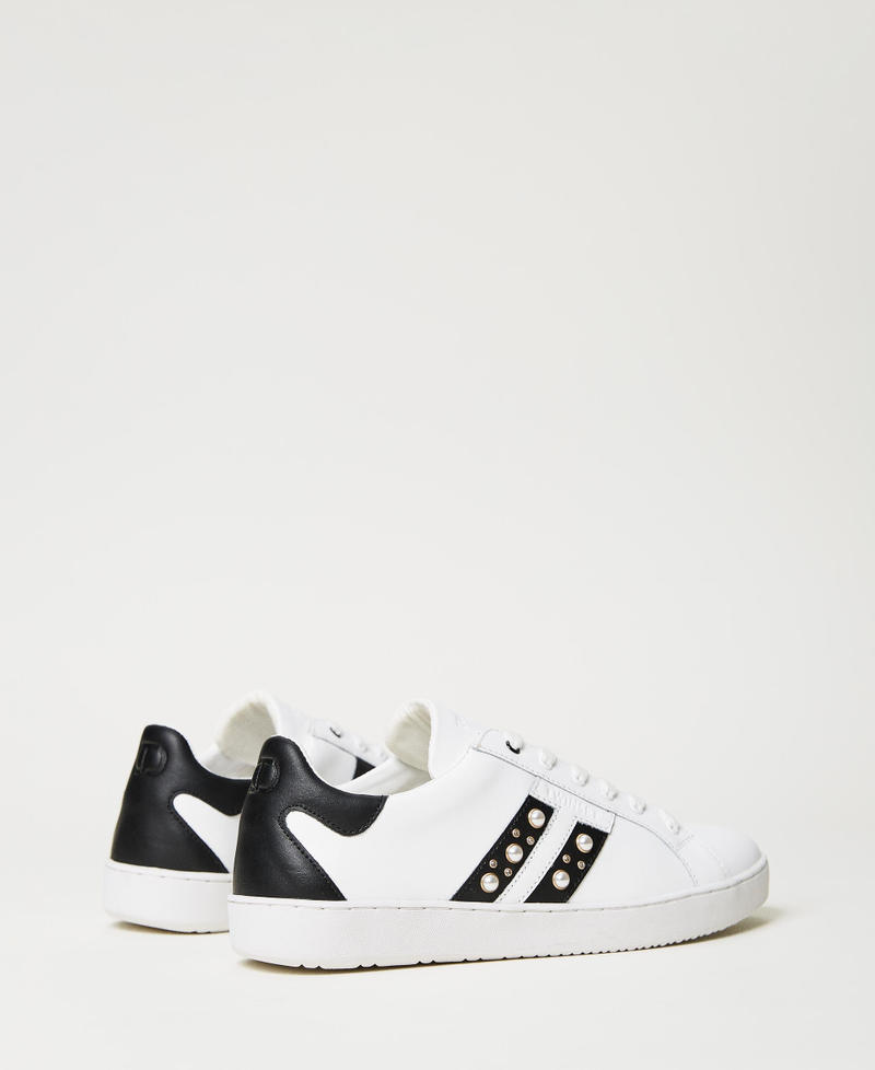 Leather trainers with pearls