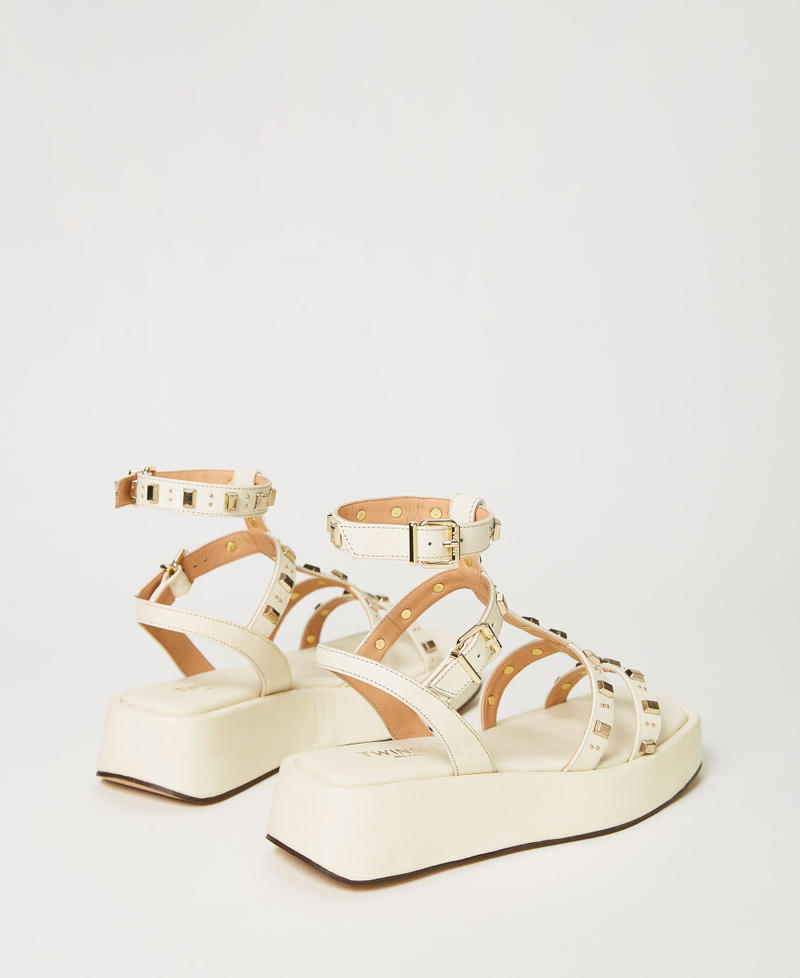 Flatform sandals with studs Ivory Woman 231TCT114-03