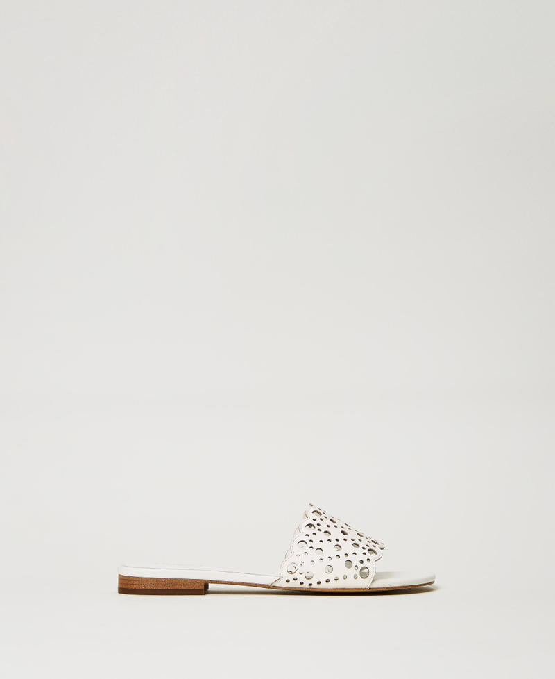 Sandali slide in pelle laserata Avorio Donna 231TCT170_00018_01