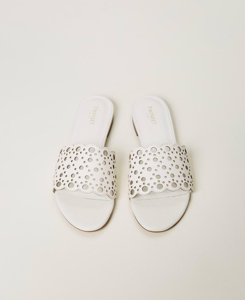 Sandali slide in pelle laserata Avorio Donna 231TCT170_00018_04