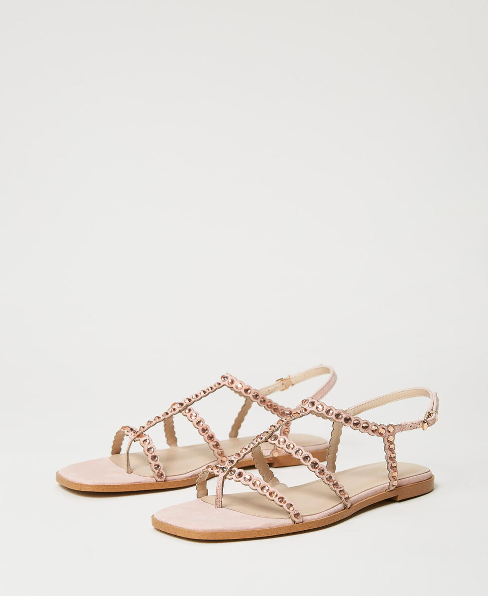 Sandali flat in full strass Rosa "Candy Peach" Donna 231TCT182_00867_02