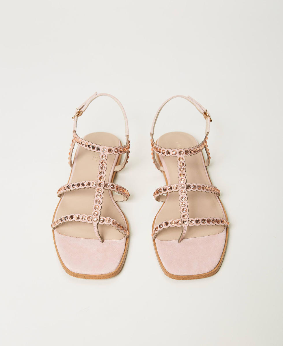 Sandales plates enti rement orn es de strass Femme Rose TWINSET