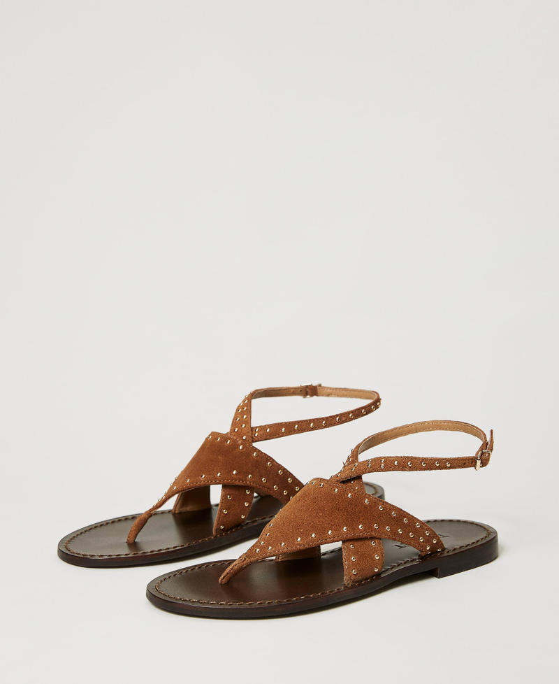 Suede thong sandals Tobacco Woman 231TCT192-02
