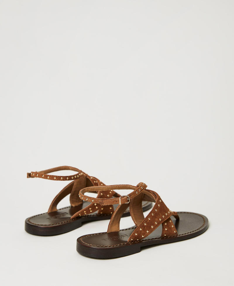 Sandales plates en cuir velours