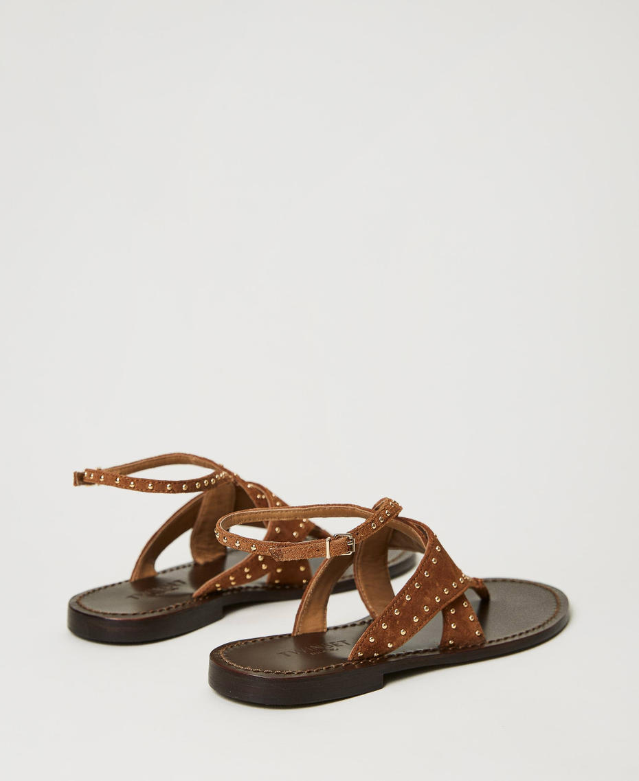 Sandales plates en cuir velours