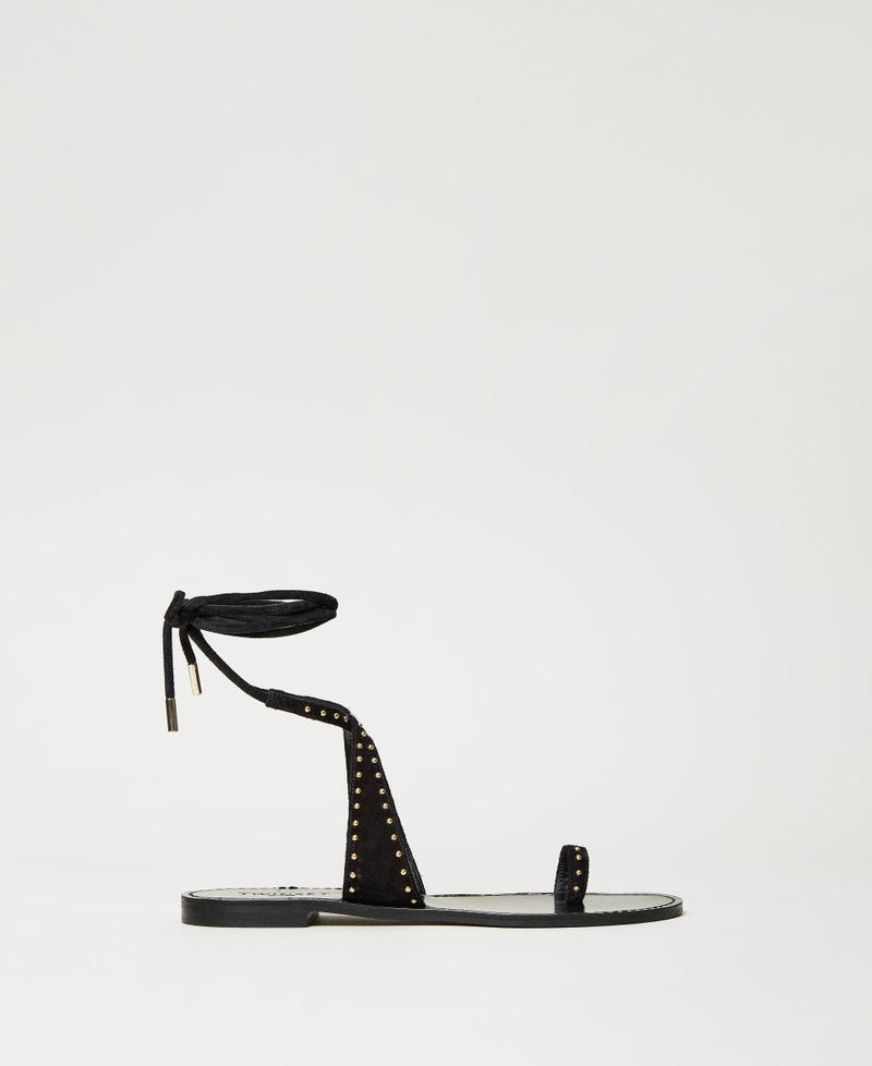 Suede gladiator sandals Black Woman 231TCT194-01