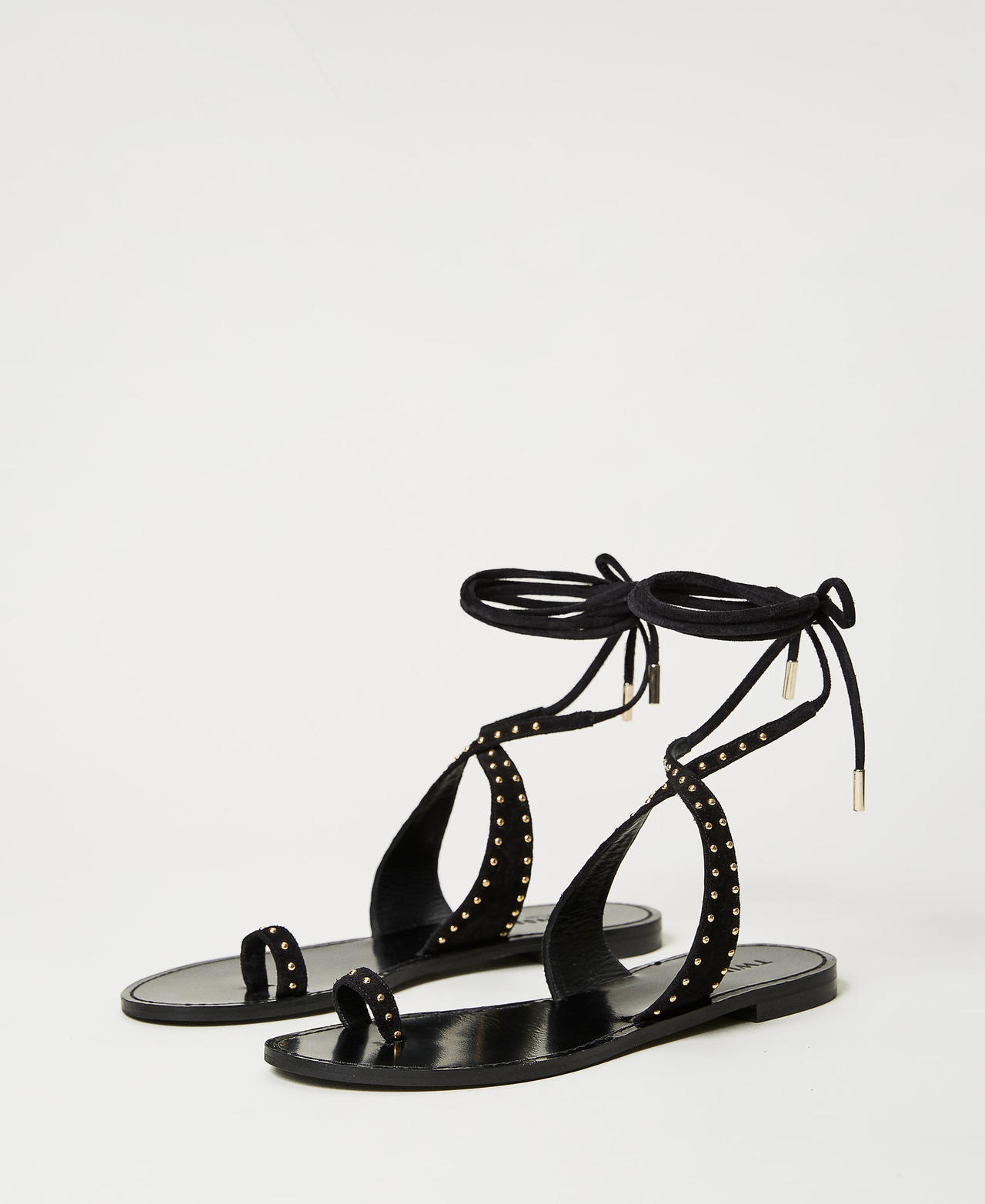 Suede gladiator sandals Woman Black TWINSET Milano