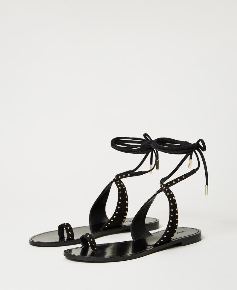 Suede gladiator sandals Black Woman 231TCT194-02