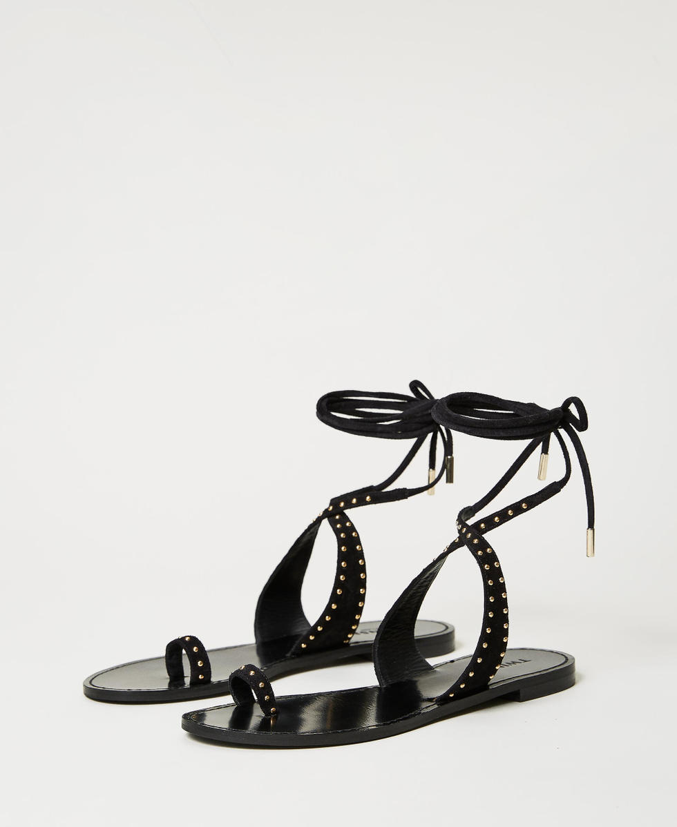 Suede gladiator sandals Woman Black TWINSET Milano