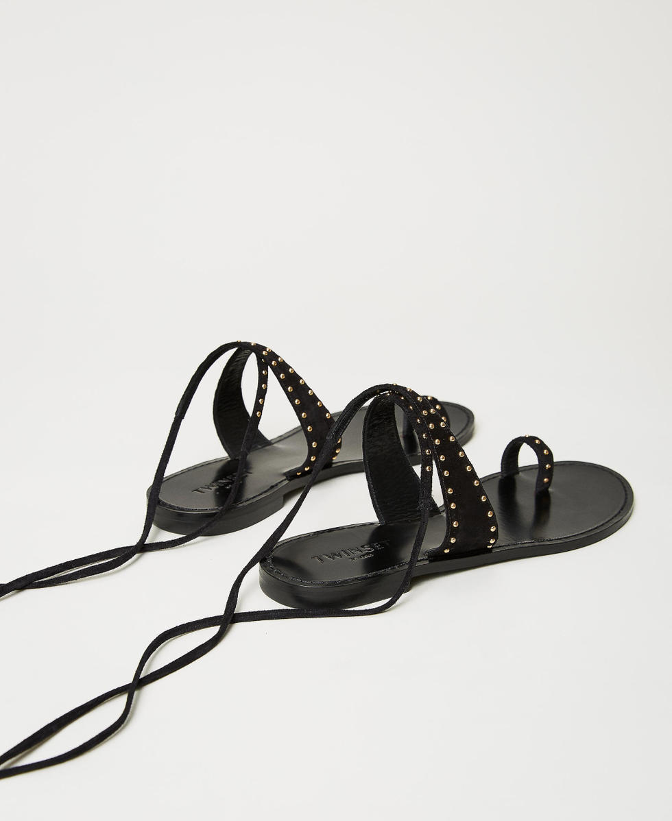 Suede gladiator sandals Woman Black TWINSET Milano