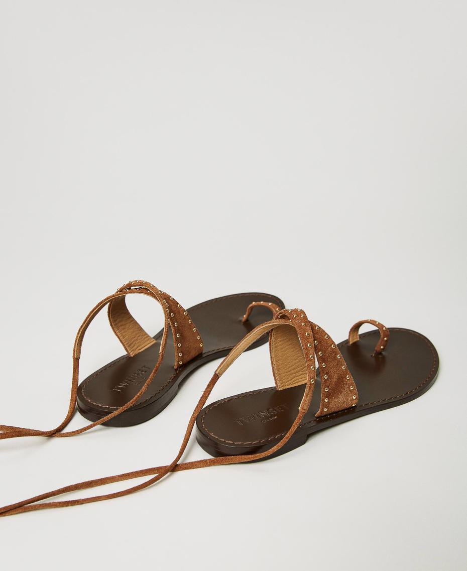 American Rag Sonia Gladiator Leather Sandals  - Taupe Suede Gray Size 6.5
