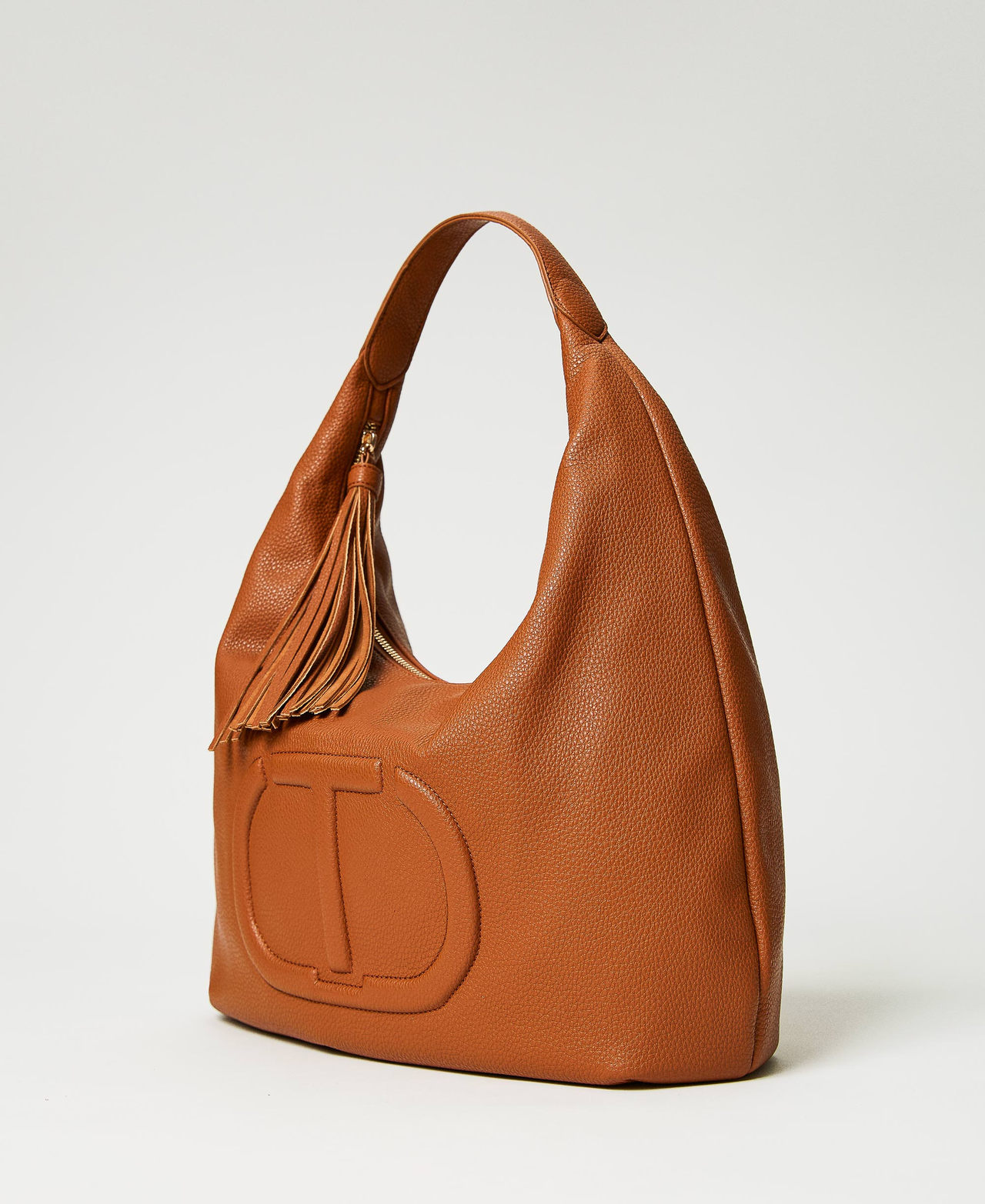 Hobo bag with embossed Oval T