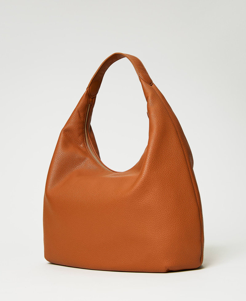 Hobo bag with embossed Oval T