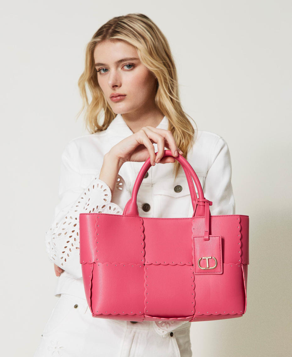 &lsquo;Lucky&rsquo; shopper with weaved bands Fuxia Woman 231TD8251_00009_S0