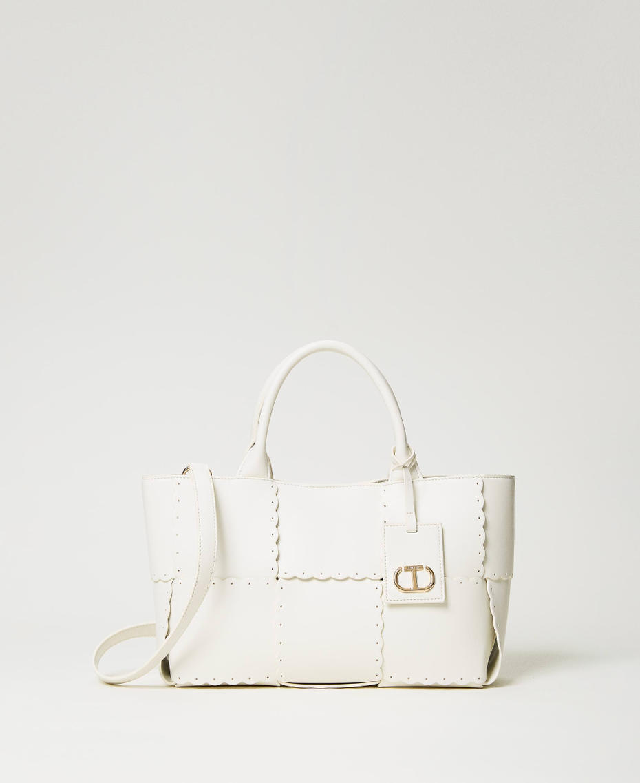 Borsa shopper 'Lucky' con intreccio Avorio Donna 231TD8251_00018_01