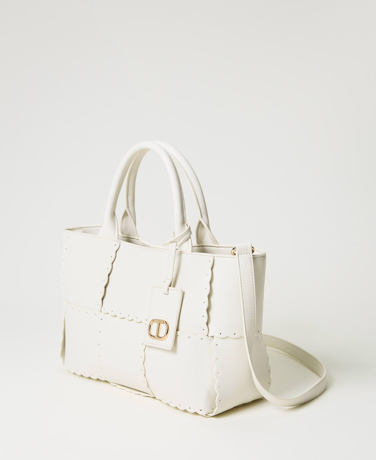 Borsa shopper 'Lucky' con intreccio Avorio Donna 231TD8251_00018_02