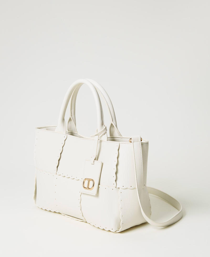 Borsa shopper 'Lucky' con intreccio Avorio Donna 231TD8251_00018_02
