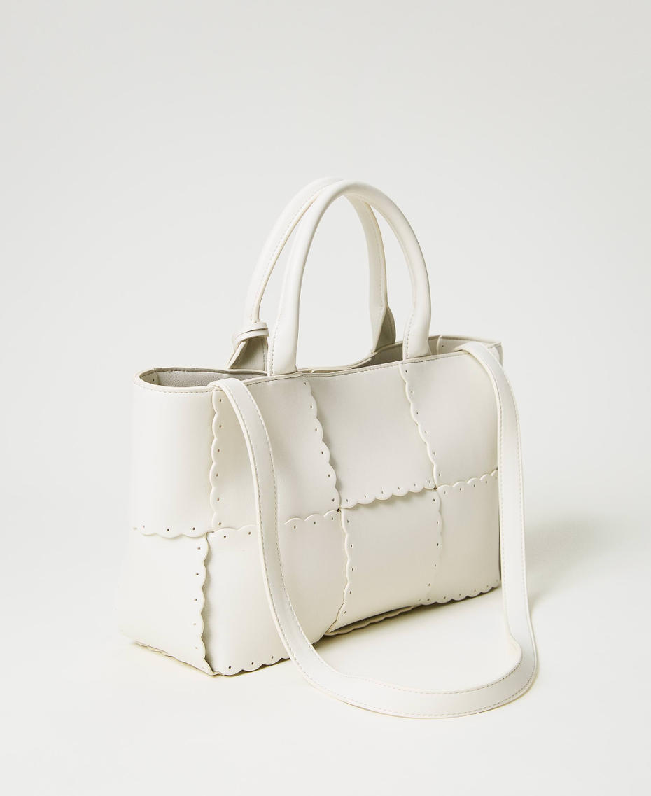 Borsa shopper 'Lucky' con intreccio Avorio Donna 231TD8251_00018_03