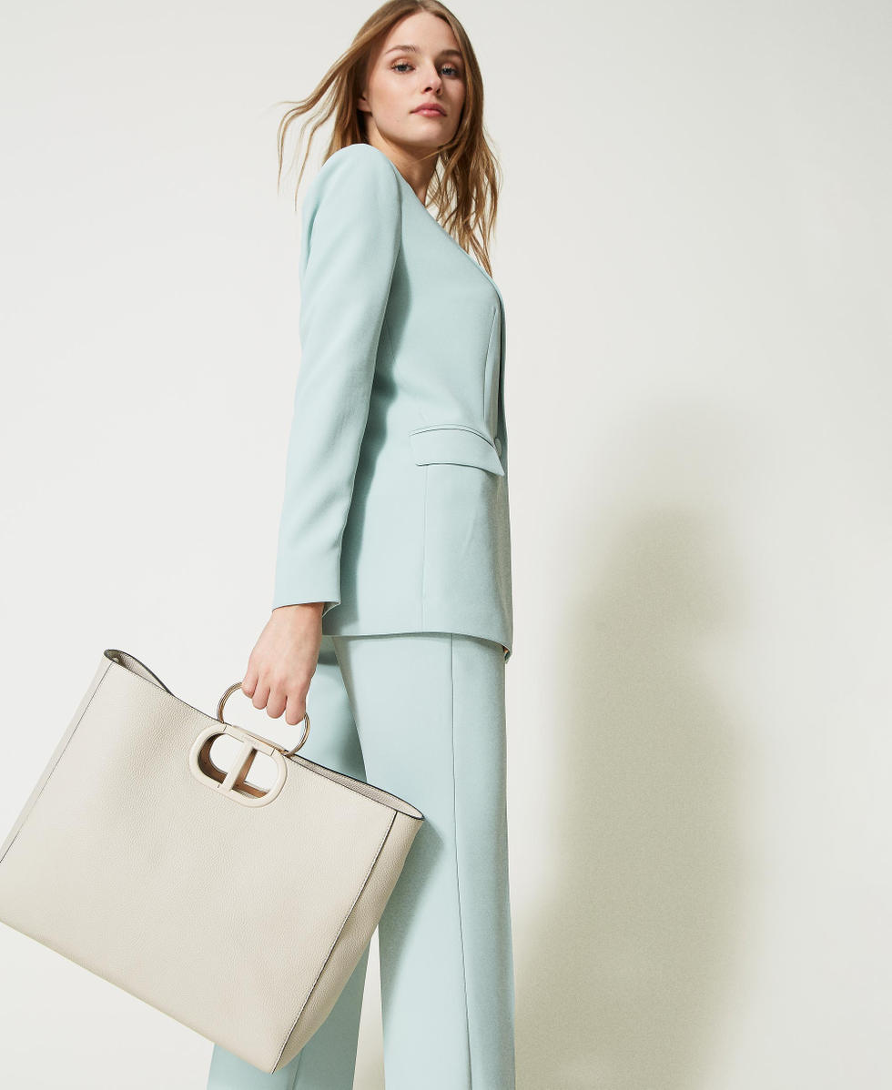 Borsa shopper Lila grande con manico Oval T Donna Bianco