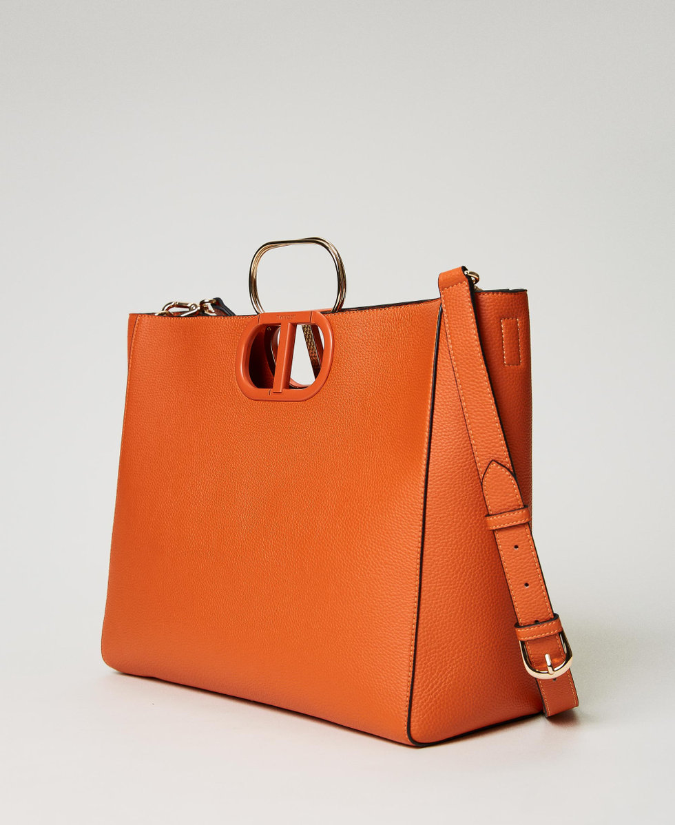 Borsa shopper Lila grande con manico Oval T Donna Arancio TWINSET Milano