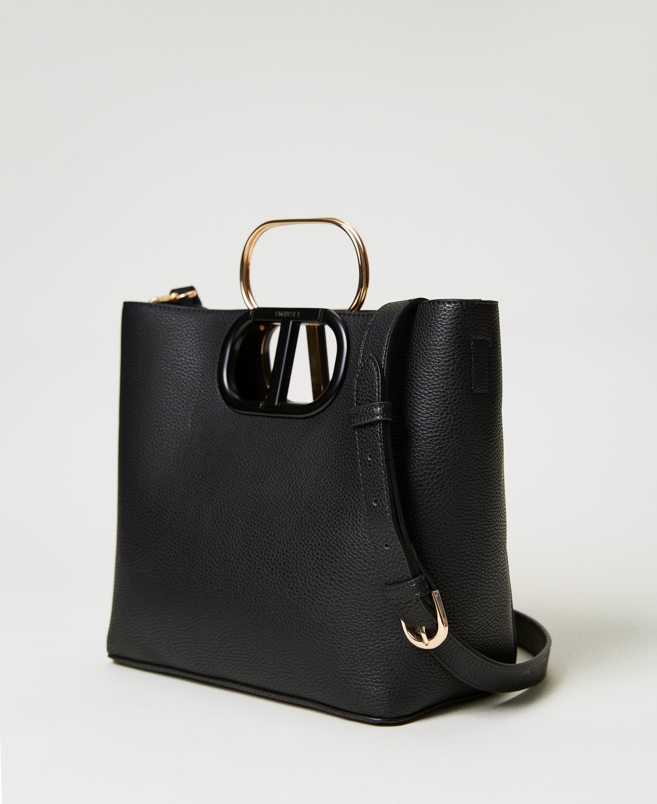 Mittelgroßer Shopper „Lila“ mit „Oval T“-Griff Schwarz Frau 231TD8262_00006_02