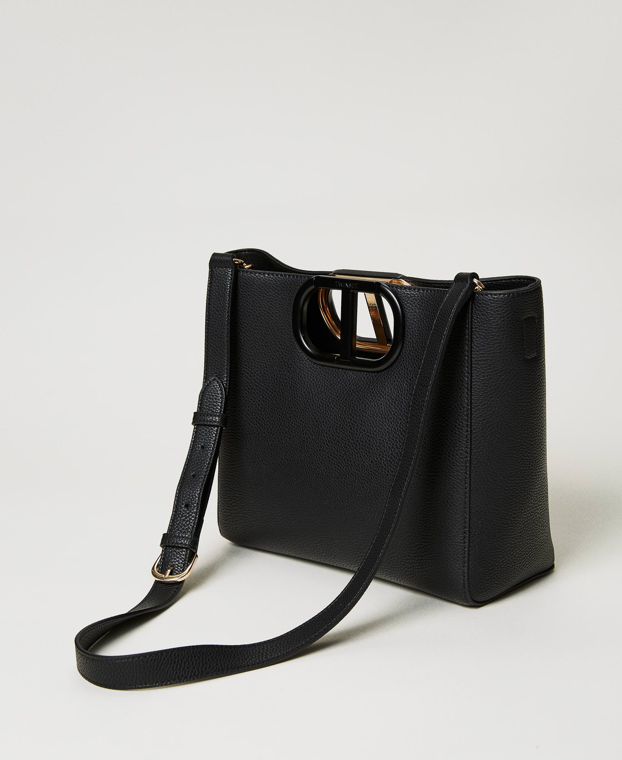 Mittelgroßer Shopper „Lila“ mit „Oval T“-Griff Schwarz Frau 231TD8262_00006_03