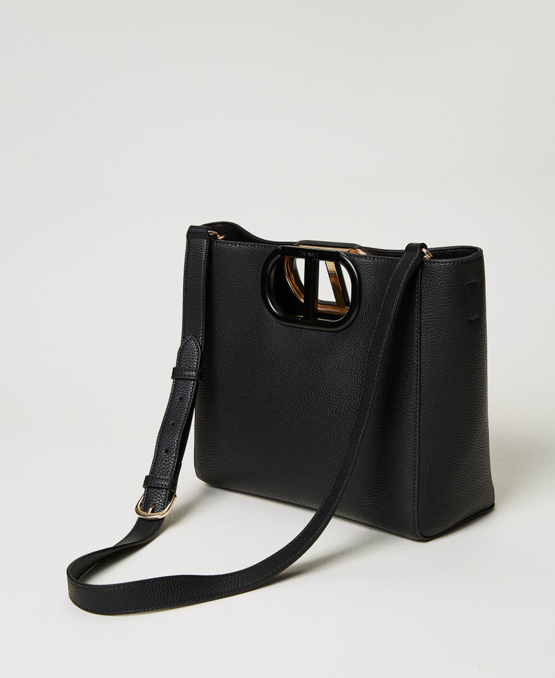 Mittelgroßer Shopper „Lila“ mit „Oval T“-Griff Schwarz Frau 231TD8262_00006_03