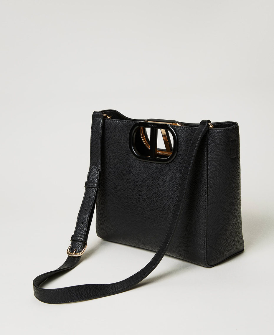 Mittelgroßer Shopper „Lila“ mit „Oval T“-Griff Schwarz Frau 231TD8262_00006_03