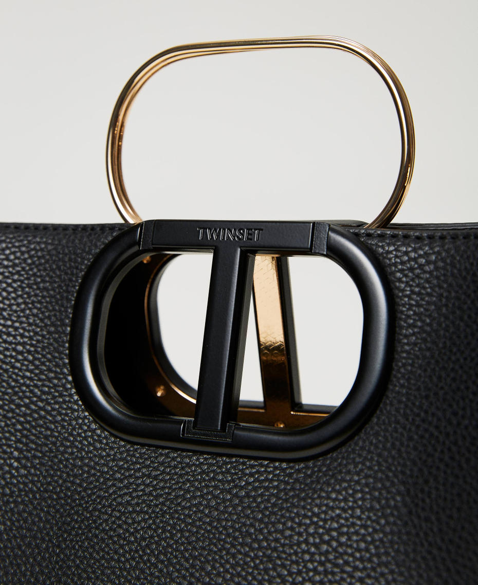 Mittelgroßer Shopper „Lila“ mit „Oval T“-Griff Schwarz Frau 231TD8262_00006_04