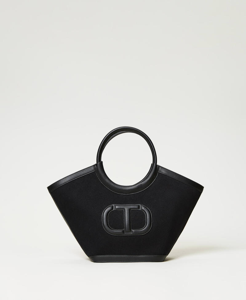 Borsa shopper 'Ring' in canvas Nero Donna 231TD8311_00006_01